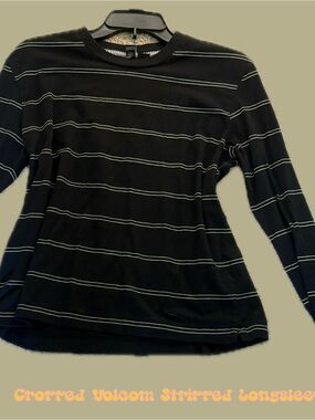 Volcom Women's Black Long Sleeve Stripe Tee